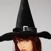 Womens Halloween Black Velvet Witch Hat 2 Womens Halloween Black Velvet Witch Hat -Costumes Sales 00901 black velvet witch hat