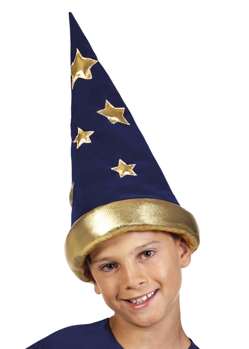 Childrens Size Blue And Gold Wizard Hat 3 Childrens Size Blue And Gold Wizard Hat