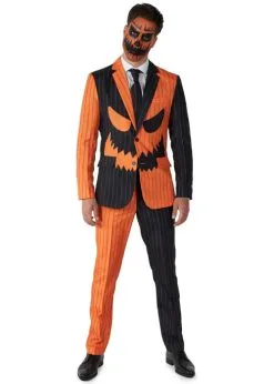 Mens Pumpkin Costume Jack-O Pinstripe Suitmeister Suit