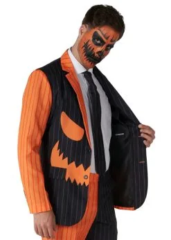 Mens Pumpkin Costume Jack-O Pinstripe Suitmeister Suit -Costumes Sales 1025 jack o pinstripe rs 03