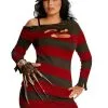 Plus Size Ladies Sexy Miss Freddy Krueger Costume -Costumes Sales 17672rs