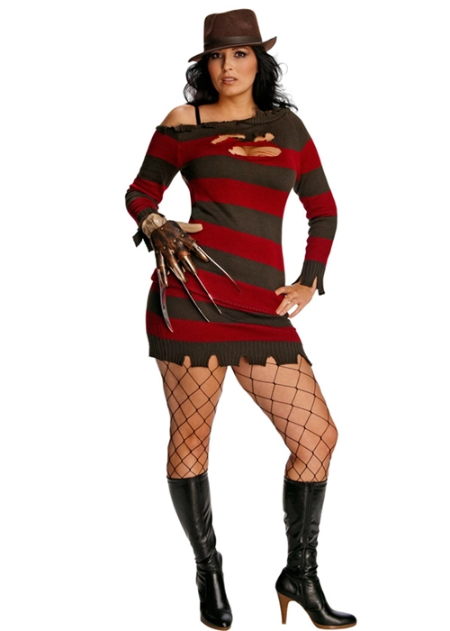 Plus Size Ladies Sexy Miss Freddy Krueger Costume 4 Plus Size Ladies Sexy Miss Freddy Krueger Costume - Image 2