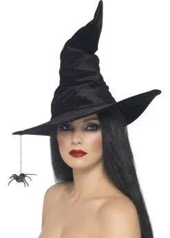 Black Velvet Witch Hat With Spider