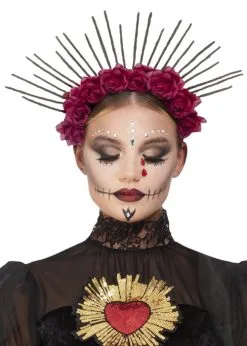 Day Of The Dead Gothic Sunburst Red Rose Headband
