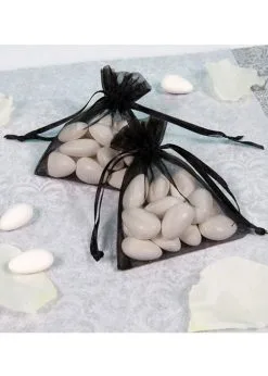 Halloween Gothic Black Organza Favour Bags Pk24