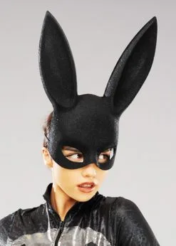 Womens Black Glitter Bunny Rabbit Eye Mask
