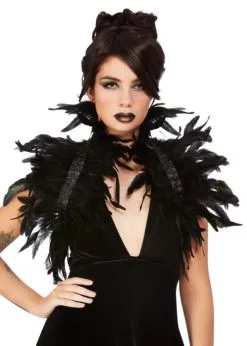 Womens Black Swan Gothic Ballerina Black Feather Bolero