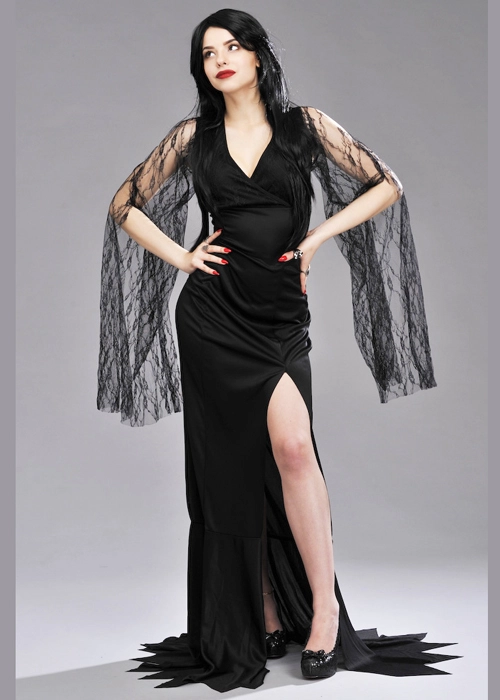 Womens Morticia Style Halloween Costume 6 Womens Morticia Style Halloween Costume - Image 4