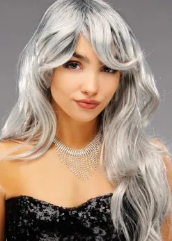 Womens Halloween Long Grey Zombie Bride Wig -Costumes Sales 44256 long grey wig 02
