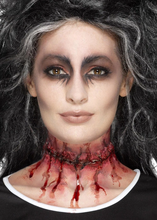 Stick On Stitched Neck Wound Fake Scar 3 Stick On Stitched Neck Wound Fake Scar -Costumes Sales 46803rs