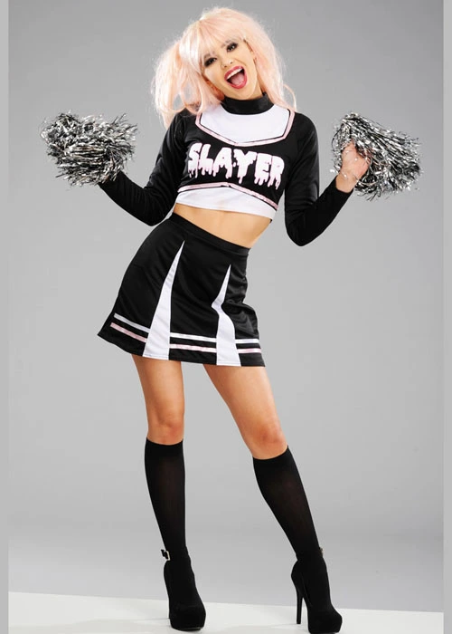 Ladies Cute Gothic Black Cheerleader Costume 3 Ladies Cute Gothic Black Cheerleader Costume