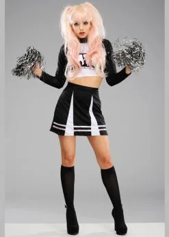 Ladies Cute Gothic Black Cheerleader Costume 8 Ladies Cute Gothic Black Cheerleader Costume -Costumes Sales 47572 black cheerleader costume 02