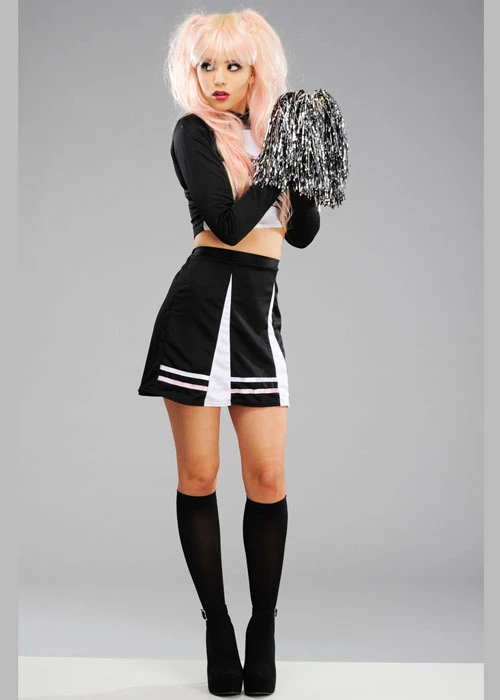 Ladies Cute Gothic Black Cheerleader Costume 6 Ladies Cute Gothic Black Cheerleader Costume - Image 4