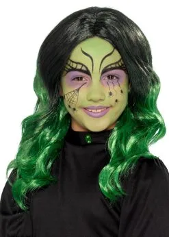 Childrens Halloween Long Green Wavy Witch Wig