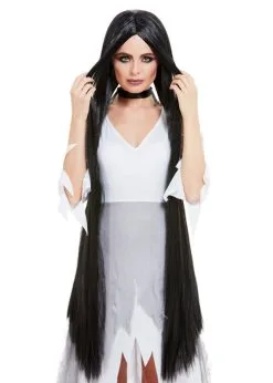 Womens Halloween Extra Long Black Witch Wig