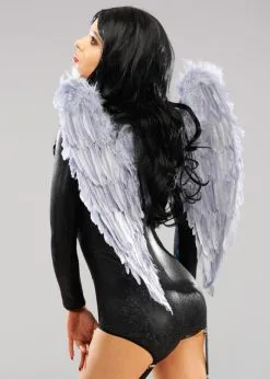 Gothic Grey Fallen Angel Feather Wings