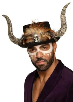 Halloween Papa Legba Voodoo Top Hat With Horns