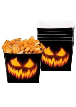 Creepy Pumpkin Halloween Party Square Paper Bowls Pack 6