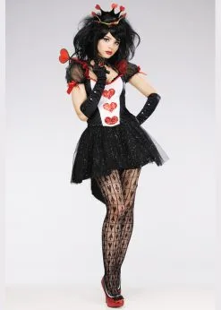 Womens Deluxe Glitter Queen Of Hearts Costume