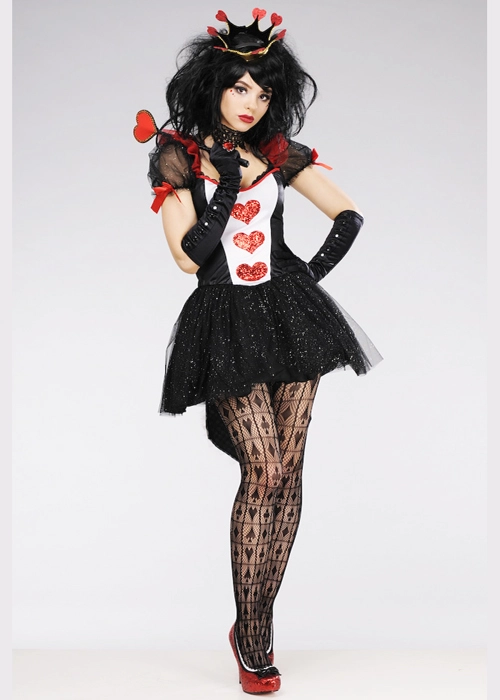 Womens Deluxe Glitter Queen Of Hearts Costume 3 Womens Deluxe Glitter Queen Of Hearts Costume
