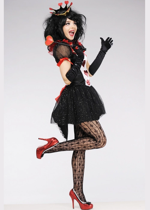 Womens Deluxe Glitter Queen Of Hearts Costume 5 Womens Deluxe Glitter Queen Of Hearts Costume - Image 3