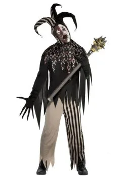 Mens Halloween Evil Twisted Jester Costume