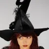 Womens Deluxe Fancy Black Witch Hat