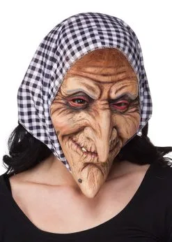Halloween Latex Witch Mask With Hood