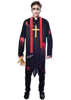 Mens Halloween Zombie Vicar Costume