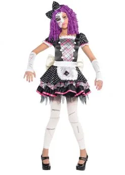 Kids Size Halloween Gothic Broken Doll Costume