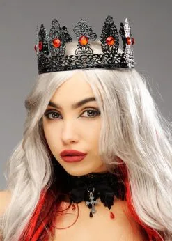 Wicked Queen Gothic Black Metal Royal Crown -Costumes Sales A2810 BLK gothic black metal crown 02