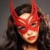 Womens Halloween Red Glitter Devil Eye Mask