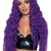 Womens Deluxe Gothic Extra Long Wavy Purple Wig