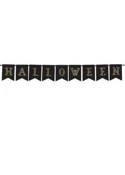 Black And Gold Halloween Party Bunting Banner