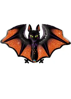 Large Halloween Glitzy Bat Uninflated Helium Balloon