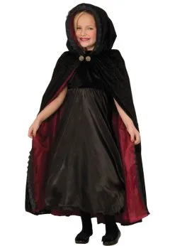 Childrens Halloween Gothic Vampire Girl Velvet Cape