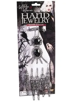 Womens Stunning Gothic Black Vampiress Hand Jewellery