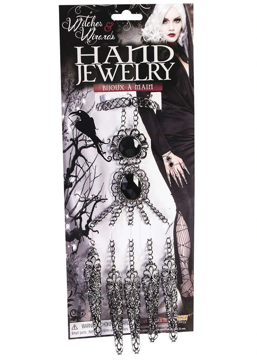 Womens Stunning Gothic Black Vampiress Hand Jewellery 3 Womens Stunning Gothic Black Vampiress Hand Jewellery