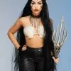 Womens Extra Long Black Gothic Mermaid Wig With Crown