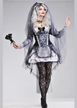 Ladies Halloween Gothic Dark Bride Costume