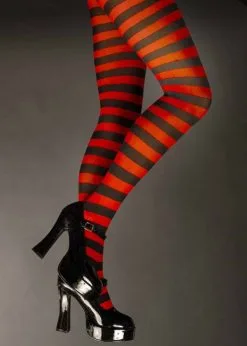 Adult Halloween Red Striped Tights