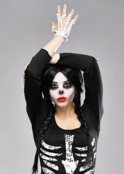 Halloween Gothic White Skeleton Hand Bracelet -Costumes Sales ba1741 white skeleton hand glove 02