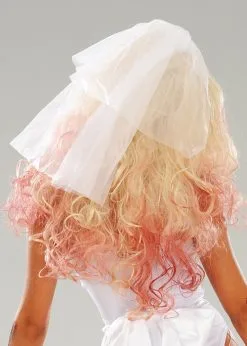 Halloween Luxe Zombie Bride Bloody Blonde Wig -Costumes Sales blonde zombie bride wig ST722 03