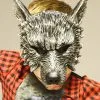 Childrens Halloween Grey Wolf Half Face Werewolf Mask -Costumes Sales boys grey werewolf mask