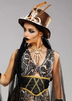 Womens Brown Voodoo Top Hat With Dreads 8 Womens Brown Voodoo Top Hat With Dreads -Costumes Sales brown voodoo top hat 02