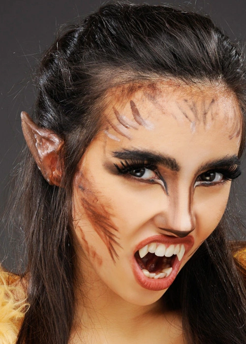 Werewolf Pointed Brown Fake Ear Tips 3 Werewolf Pointed Brown Fake Ear Tips