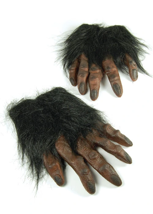 Brown Hairy Hands Werewolf Gloves 3 Brown Hairy Hands Werewolf Gloves