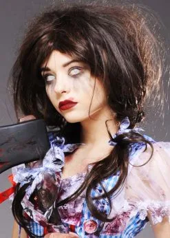 Womens Deluxe Zombie Dorothy Style Wig -Costumes Sales brown zombie dorothy wig 02