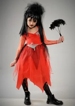 Kids Beetlejuice Style Lydia Red Bride Costume