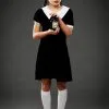 Childrens Wednesday Addams Style Halloween Costume -Costumes Sales childrens velvet wednesday costume 3576M
